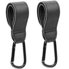 anyclear 多用途嬰兒車 D型 Stokke 皮革登山扣 皮革包包掛鉤, 黑色, 2個