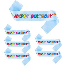 PARTYSHOW 生日彩色肩帶, 淺藍色, 6個