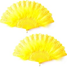 PARTYSHOW 奢華羽毛扇, 黃色, 2個