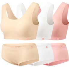 LITTLE RABBIT 女童款青少年桃皮絨無痕U型胸罩+三角內褲 3件組