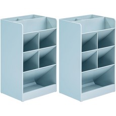 델리 데스크 오거나이저 8칸 분리 사선꽂이 점보 정리함 8939-0, 밀크블루, 2개