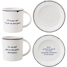 HANKOOK CHINAWARE L'été de Paris 點心馬克杯2種 + 盤子2入組, 混合色, 1套