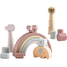 PAPASTOY bable puary 幼兒平衡彩虹原木積木, 混合色