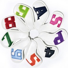 J-Big 系列編號高爾夫鐵桿套 9 件套, 白色+彩色