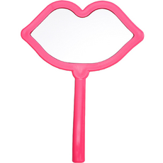 Double J 嘴唇造型化妝手拿鏡, 1個, 亮粉色