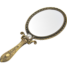 Double J 復古折疊手拿鏡, 金色, 1個
