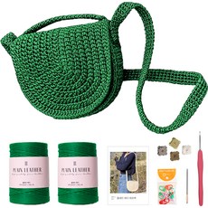 yarna 플레인 레더 하프백 뜨개질 DIY 패키지 세트, 1세트, 20 그린
