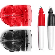FISTOB 夾子型高爾夫球劃線器 2入 + 標記筆 2入 套組, 黑色 + 紅色, 1套