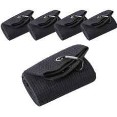 Daily Living 高爾夫瑜珈鬆餅格運動毛巾 5入, 黑色, 5個