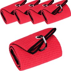 Daily Living 高爾夫瑜珈鬆餅格運動毛巾 5入, 紅色, 5個