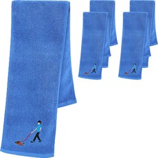 데일리리빙 자수 순면수건 스포츠타올 5p, 블루