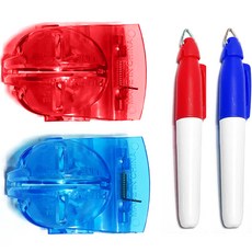 FISTOB 집게형 볼라이너 2p + 마킹펜 2p 세트, 레드 + 블루, 1세트