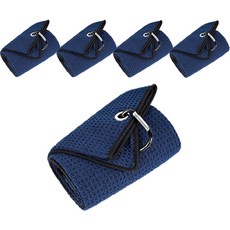 Daily Living 高爾夫瑜珈鬆餅格運動毛巾 5入, 海軍藍, 5個