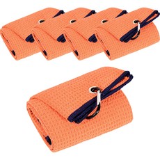 Daily Living 高爾夫瑜珈鬆餅格運動毛巾 5入, 橘色, 5個