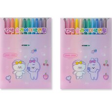 ibis 韓國 滑動式彩色鉛筆組 12253 粉紅色, 2套, 12色