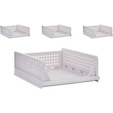 BONOHOUSE 摺疊滑動收納籃 中型, 白色, 4個