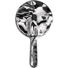 Double J 圓形波浪紋便攜手拿鏡 B款, 銀色, 1個