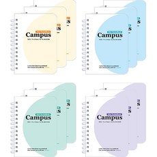 misoro 1200 Campus PP 左翻筆記本 4款 x 3入組 2300 80張, 黃色 + 藍色 + 薄荷綠 + 紫色, 1套