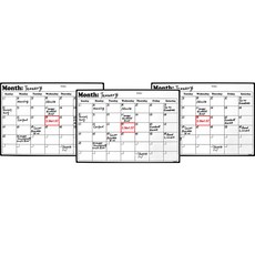 노르노르 달력형 월간 자석 붙이는 일정표 3p, 블랙, 1개