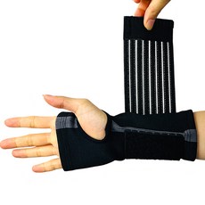 AwesomeDraw 一體式拇指手腕貼紮支撐帶 雙手組, 黑色, 1入