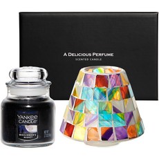 YANKee CANDLe 小罐馬賽克香氛蠟燭 + 罐蓋 + 禮物盒組, 仲夏之夜, 彩繪(罐蓋)