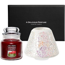 YANKee CANDLe 小罐香氛蠟燭 104g + 馬賽克燭罩 禮盒組, 黑櫻桃, 閃爍(香氛蠟燭)
