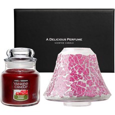 Yankee Candle 小罐香薰蠟燭 104 克 + 馬賽克罐燈罩禮品套裝, 黑櫻桃, 粉色（香薰蠟燭）