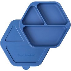 타이니트윙클 실리콘 아기 흡착식판 + 뚜껑 세트, 블루, 1세트