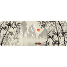 Life Sweet 東洋畫藝術感性寬版書桌鍵盤長桌墊 900 x 400 x 2 mm, C-04, 1個