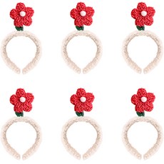 LivingDA 蓬鬆花朵髮箍, 6個, 紅色