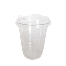 Draw Life 透明PET冰杯 + 免吸管杯蓋組, 1套, 410ml