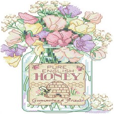 居家裝飾 Honey Love 圖案 + 布料 + 繡線 + 繡針 2p 十字繡套組, 混合色, 1套