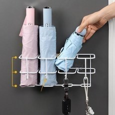 camaneu 鐵製家用縫隙收納雨傘架+貼紙 2入組, 白色（傘架）, 1組