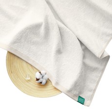 moms nature 嬰幼兒用竹纖維浴巾 380g, 淺米色, 1個