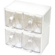 Cook Charmy 調味料收納罐組 4格, 調味罐 4p + 湯匙 4p + 標籤貼紙 16p + 托盤 2p, 1套