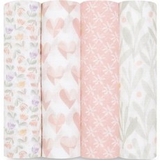 aden anais 幼兒款Essential薄紗布Piece of My Heart包巾 4件組