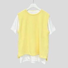 HIHOO 圓領針織背心+棉質短袖T恤組合 HE2035