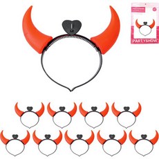 PARTYSHOW LED燈大型惡魔角髮箍, 10個, 混合顏色