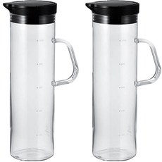 HARIO 一鍵式水壺耐熱玻璃水瓶 2 件, 黑色（WTP-11-B）, 1100毫升