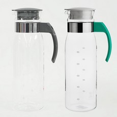 HARIO 手柄水瓶 1400ml x 2 件套, 炭灰色 (RPLN-14CGR) 綠色 (RPLN-14G)