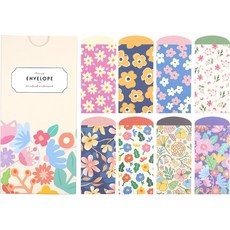 Pinkfoot 花朵印花直式信封 8款, 混色, 1組