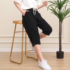 TURNKEY 男女皆宜棉質鬆緊帶七分寬鬆褲 SP-5307