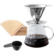 칼딘 핸드드립 심플 패키지 + 드립필터 50p + 계량스푼 세트 FD-01F, 핸드드립 + 드립필터 50p + 계량스푼, 500ml