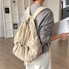 플랜데이 여성용 파스텔 지퍼 스트링 보부상 여행용 데일리 캐주얼 백팩