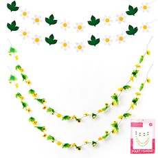 派對錶演和諧向日葵藤花環 2.4m 2p + 雛菊花派對花環葉 2p 套裝, 混色, 1組