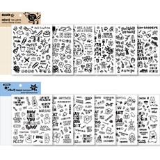 Wannadis 彎曲塗鴉貼紙 V.1 6p + V.2 6p 套組, 透明, 1組