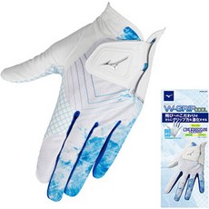 Mizuno 美津濃 Golf W-Grip男用合成皮夏日網眼高爾夫手套 左手用, 白藍色