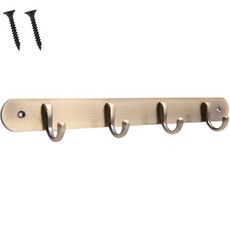 五金大王 壁掛衣架 牆面掛鉤 板式衣架組合 螺絲固定型 4鉤, 古銅色, 1個