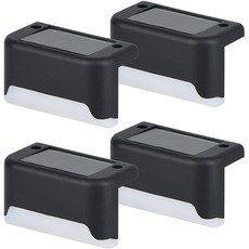 Jabelle 太陽能 LED 階梯照明 欄杆燈 庭園照明 黑色, 4個, 燈泡色