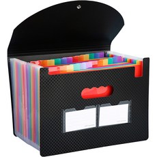 DOnG-A Pms 高級格紋封面彩虹索引A4文件夾, 25格 黑色, 1個